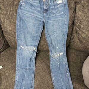 American Eagle Outfitters Medium Blue Ripped Straight Leg Jeans